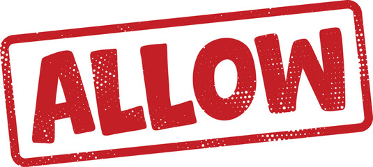 Red rubber stamp with allow text