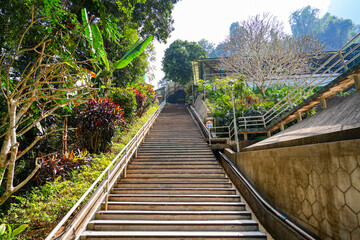 Obraz premium 500 steps stairway climbing to the Wat Tham Pha Plong monastery in Chiang Dao, Northern Thailand