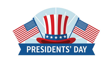 Presidents Day with hat and American flags president day 2026 America