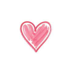 Fototapeta premium Hand-drawn pink heart isolated on transparent background