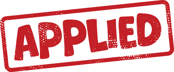 Red rubber stamp with applied text