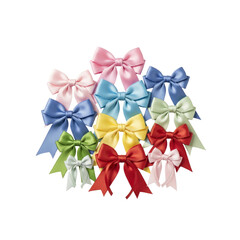 Colorful ribbon bows collection on Transparent Background