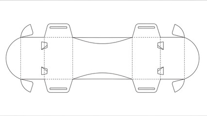 Detailed car packaging template with fold lines and cutouts