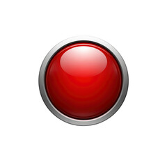 Glossy Red Button Isolated on Transparent Background