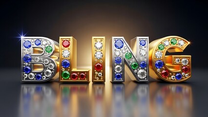 Fototapeta premium Shining jewels spelling out the word BLING.