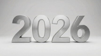 2026 Metallic 3D Numbers on Clean Minimal Background