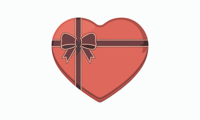 Heart Shaped Gift Box with Ribbon Illustration