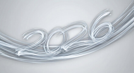 Soft Glow 2026 Typography with Flowing Energy Lines