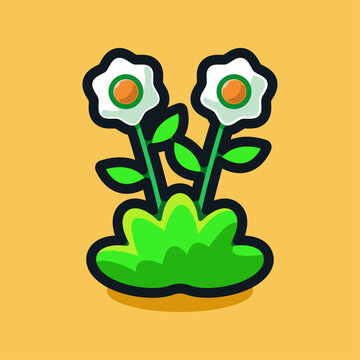 Cute Wild Flowers Digital Illustration