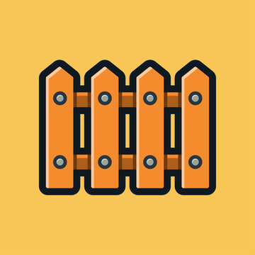Brown Wooden Picket Fence Digital Illustration
