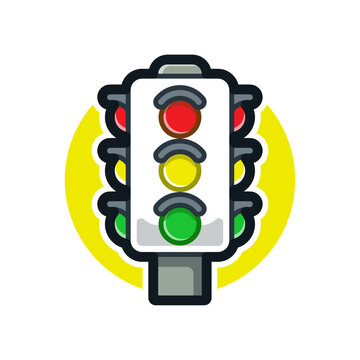 Red, Green, and Yellow Traffic Light Digital Illustration