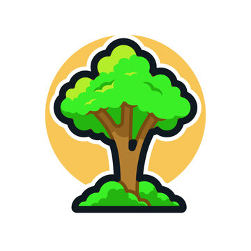Cartoon Illustration of a Healthy Tree