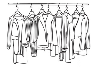 doodles sketch coats on hangers