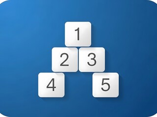 Numbered Sequence Concept with White Modern Squares One to Five on Dark Blue Background