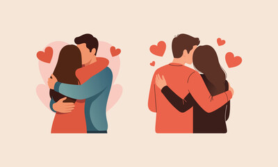 Romantic Couple Hugging Illustration