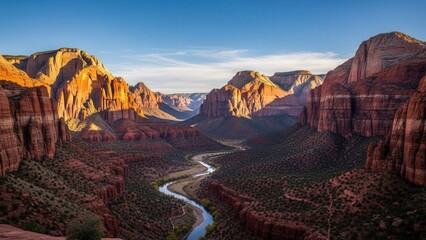River flowing through desert canyon.