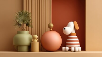 Seasonal Promotion for Pet Toys With Playful Display in Warm Colors and Minimal Decor Offering Space for Promotional Messages