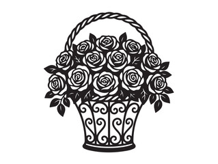 New Decorative handle basket with roses silhouette.