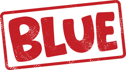 Red rubber stamp with blue text on white background