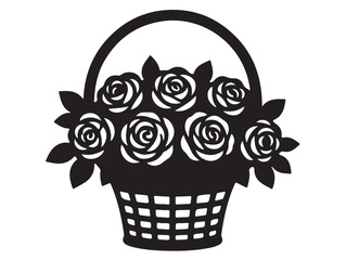 New roses icon image in silhouette white background.