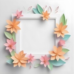 3D Paper Craft Floral Frame with Orange and Pink Lilies