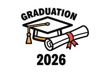 Graduation 2026 Celebration Logo, School and University Commencement Design
