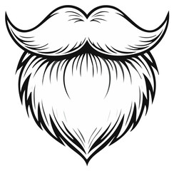 Obraz premium Stylized Beard and Mustache Illustration with Curled Ends for Barber Shop