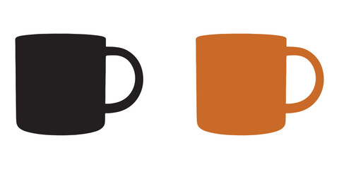 Black and Orange Coffee Mugs Side by Side