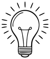 Simple Line Drawing of a Glowing Light Bulb Symbolizing Ideas and Innovation