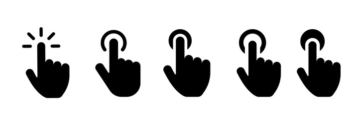 Set of vector hand cursor silhouette