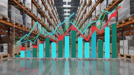 Warehouse storage rows with financial growth chart overlay - Powered by Adobe
