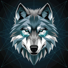 A fierce black and white wolf head vector illustration featuring a tribal silhouette of a wild predator beast, perfect as a mascot tattoo or wildlife animal symbol isolated on a white background