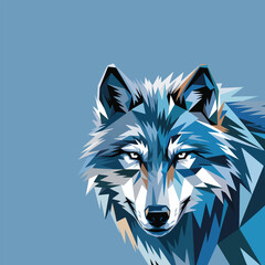 A fierce wild wolf head portrait and black and white canine vector illustration featuring a majestic siberian husky face isolated like a predator beast tattoo or siberian malamute pet