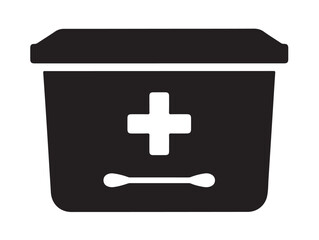  Sterile Cotton Supply Box icon in silhouette white background۔