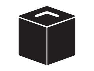 Square Cotton Dispenser Box Box icon in silhouette white background.