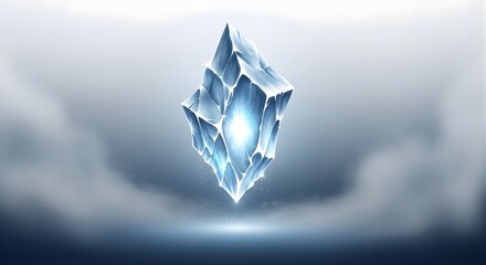 Abstract Floating Blue Crystal ICE in Ethereal Mist 4K wallpaper