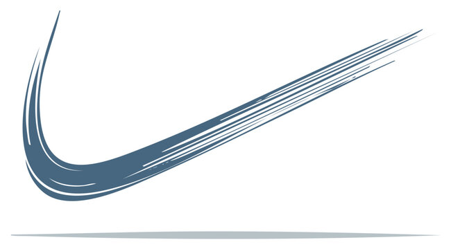 Hand drawn blue check mark symbol with a dynamic paint brush stroke effect