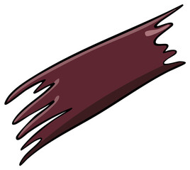 Dynamic cartoon maroon slash with jagged edges and glossy highlights isolated design element