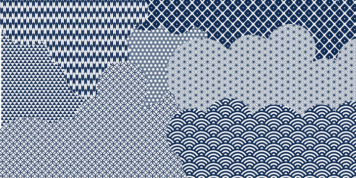 青系の和柄背景素材