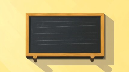 Obraz premium Blackboard with wooden frame on yellow background copy space for education