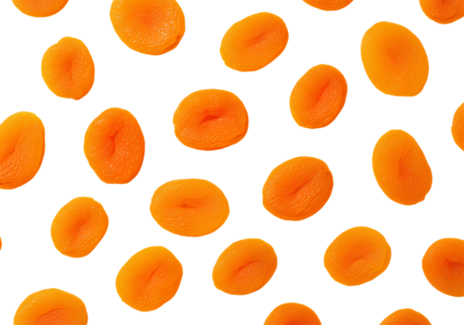 Dried apricot halves pattern isolated with bright orange texture, realistic healthy snack fruit illustration for food backgrounds - Powered by Adobe