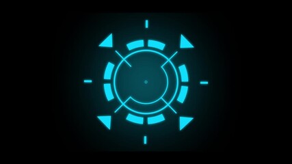blue hud targeting reticle on black background. digital sci-fi sniper scope overlay animation. modern military target locking system graphic. - Powered by Adobe