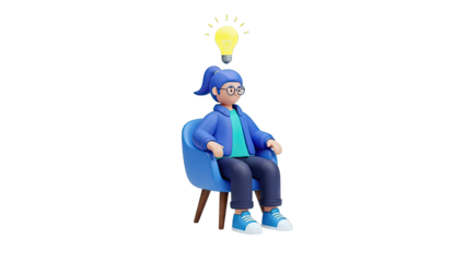 3D Character with Lightbulb Idea
