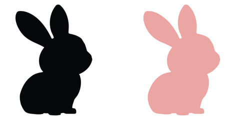 Two Bunny Silhouettes in Black and Pink