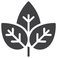 Three stylized leaves in dark gray with white veins vector illustration