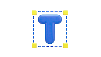 3D Letter T in Selection Box on White Background