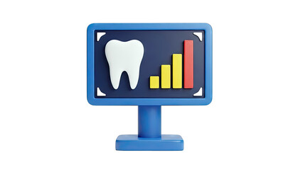 3D Tooth and Bar Chart on Monitor