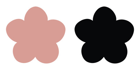 Simple Pink and Black Flower Shapes