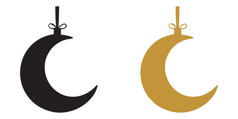 Black and Gold Crescent Moon Ornaments Side by Side