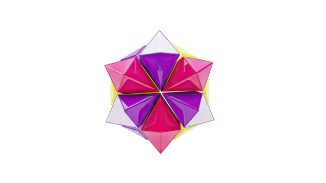 Abstract geometric origami star with vibrant pink, purple, and yellow panels - Powered by Adobe